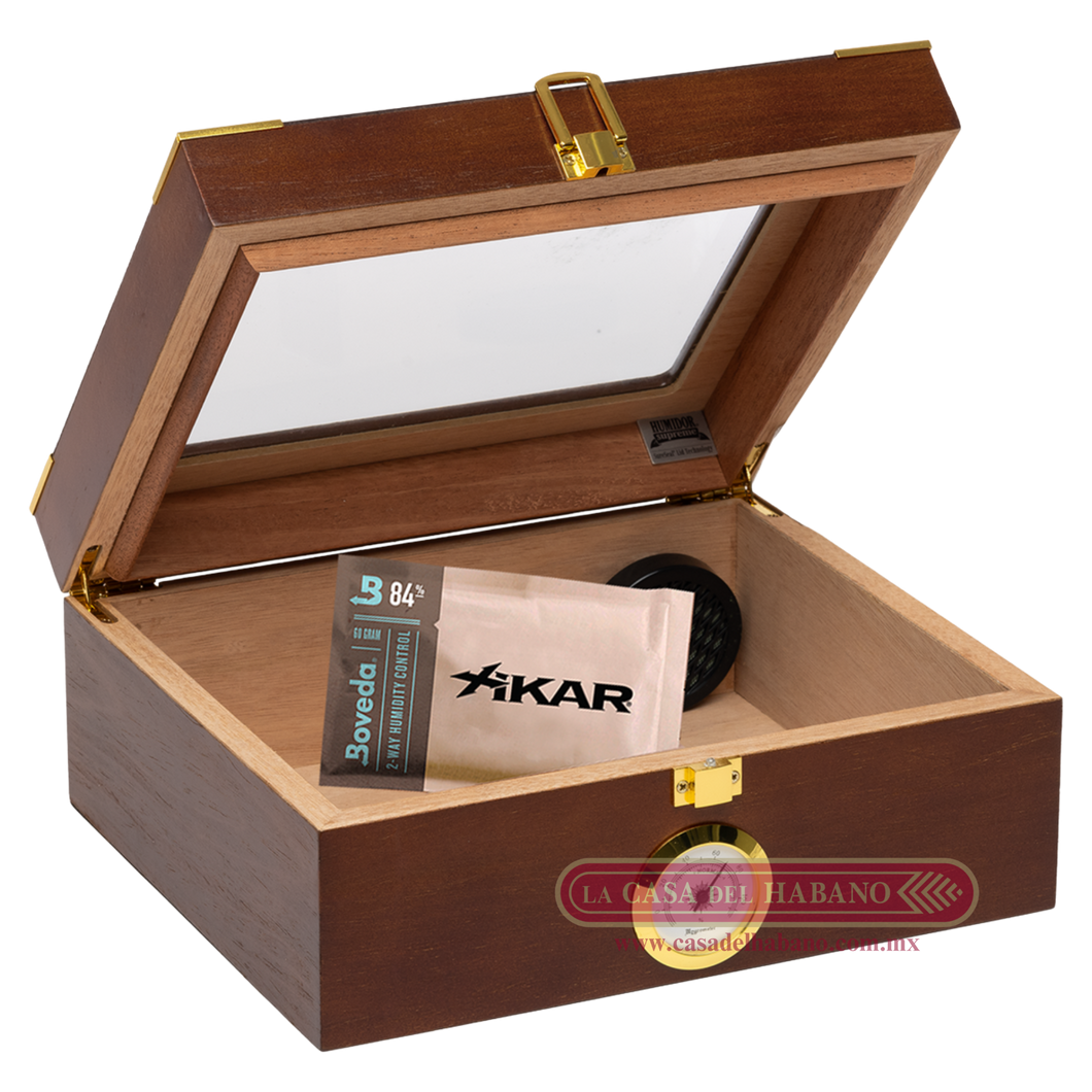 HUMIDOR CON VIDRIO PARA 50 PUROS